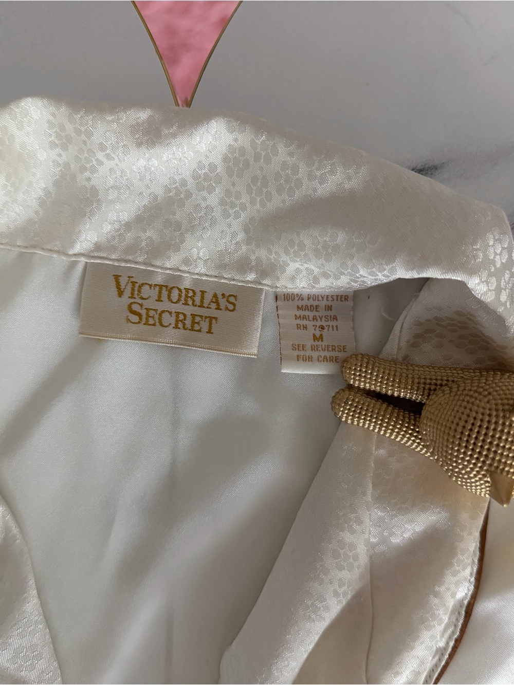 Victoria’s Secret vintage gold tag Silk-Feel Cream Satin Pajama Top - Picture 3 of 8